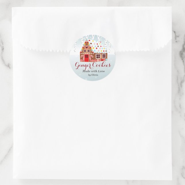 gingerbread baked cookie favor tag sticker (Bag)