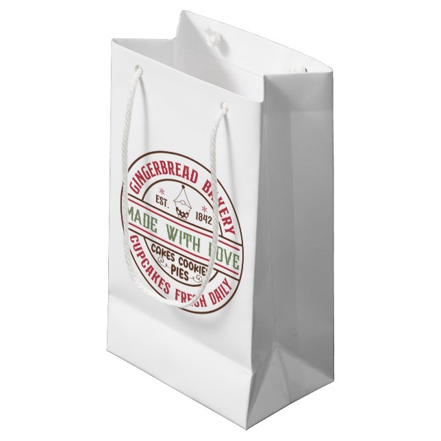 Gingerbread bakery Christmas Holiday  Small Gift Bag (Front Angled)