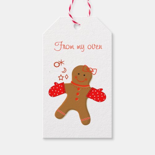 Gingerbread Bakery Girl with Oven Mitts Gift Tags