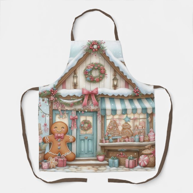 Gingerbread Bakery House Cutting Board Apron (Front)