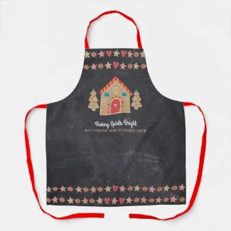 Gingerbread Baking Chalkboard Holiday Typography Apron