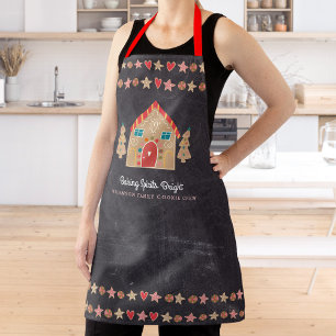 Gingerbread Baking Chalkboard Holiday Typography Apron