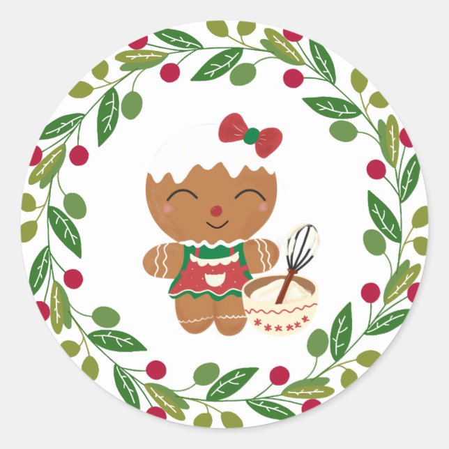 Gingerbread baking Christmas sticker (Front)
