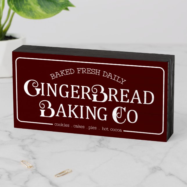 Gingerbread Baking Company Wooden Box Sign (In Situ Horizontal)