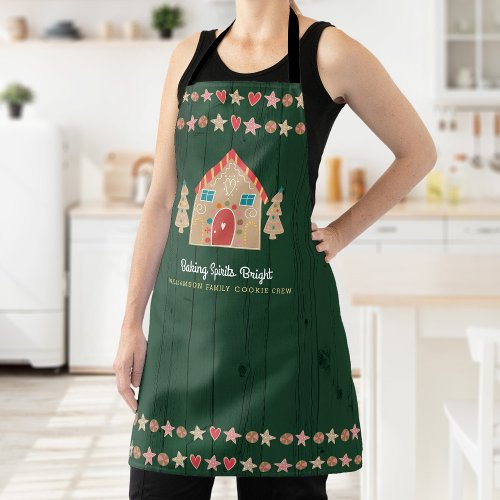 Gingerbread Baking Green Rustic Holiday Typography Apron