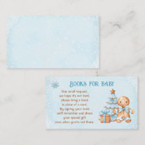 Gingerbread Blue Baby Shower Books For Baby Enclosure Card