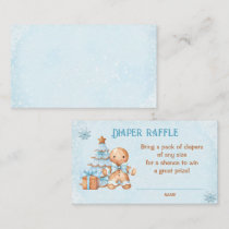 Gingerbread Blue Baby Shower Diaper Raffle Card