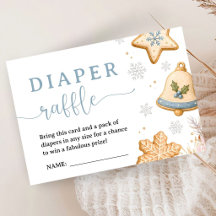 Gingerbread Blue Christmas Cookie Diaper Raffle