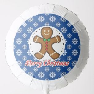 Gingerbread - Blue Snowflakes Pattern - Merry Xmas Balloon