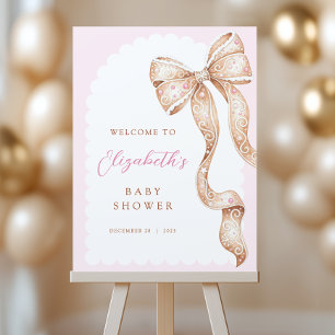 Gingerbread Bow Baby Shower Welcome Sign