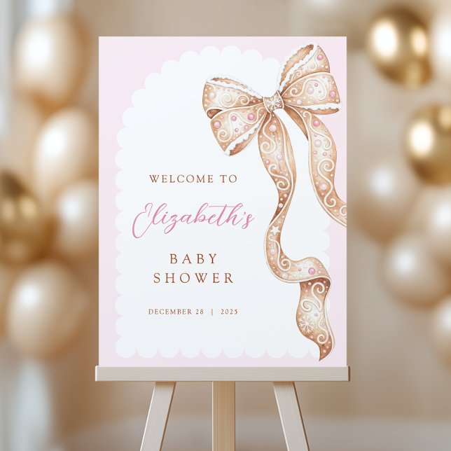 Gingerbread Bow Baby Shower Welcome Sign (Creator Uploaded)