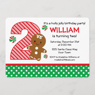 Gingerbread Boy 2nd Birthday Invitation
