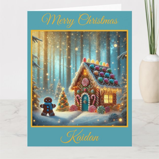 Gingerbread Boy and Gingerbread House Card (Front)