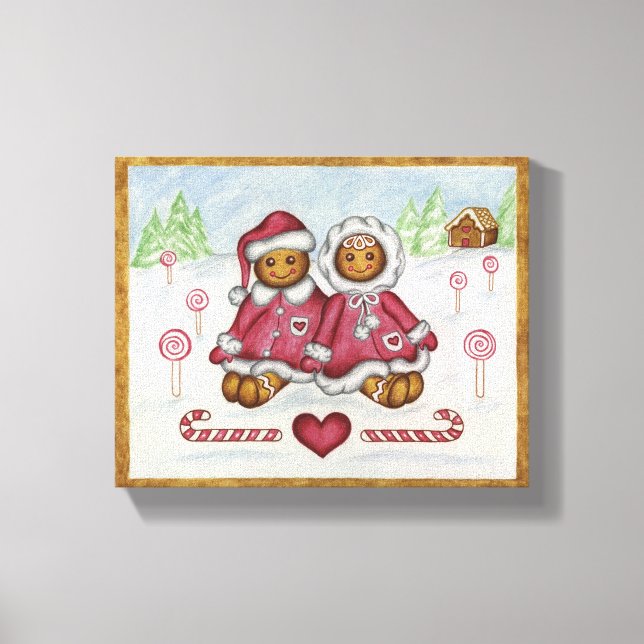 Gingerbread Boy and Girl Canvas Art (Front)