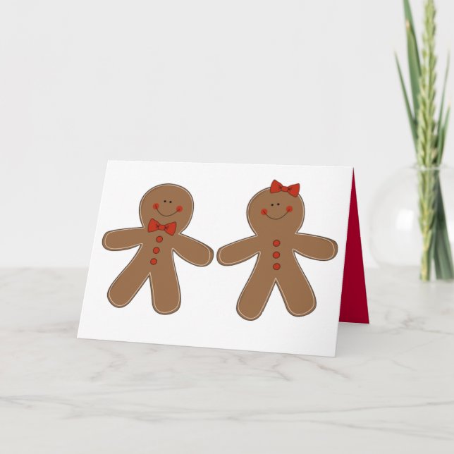 Gingerbread Boy and Girl Holiday Card (Front)