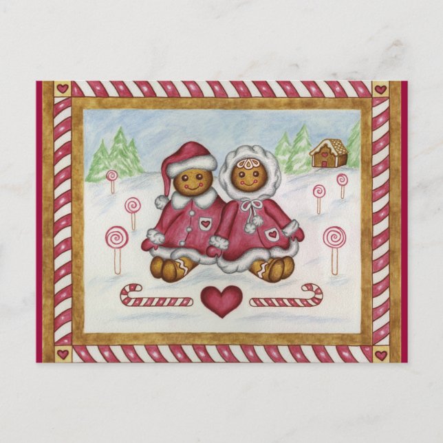 Gingerbread Boy and Girl Postcard (Front)
