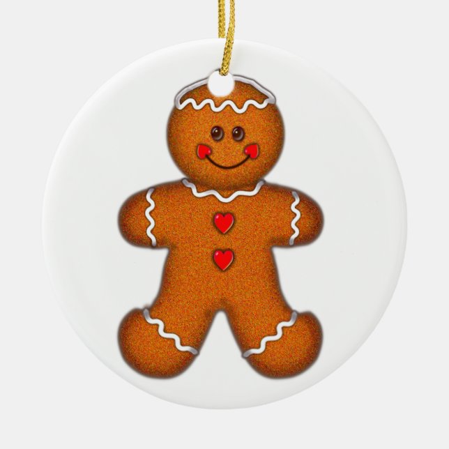 GINGERBREAD BOY by SHARON SHARPE Ceramic Ornament (Front)