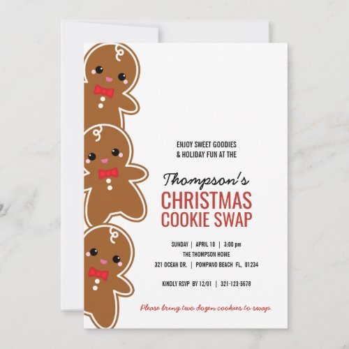 gingerbread boy CHRISTMAS cookie swap Invitation