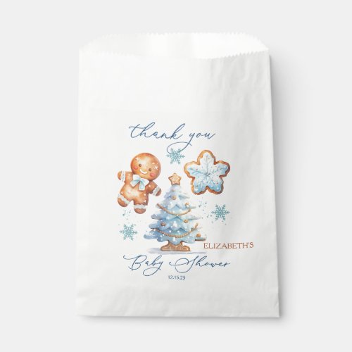 Gingerbread Boy Christmas Tree Baby Shower Thanks Favor Bag