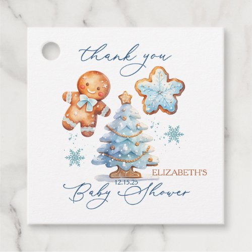 Gingerbread Boy Christmas Tree Baby Shower Thanks Favor Tags