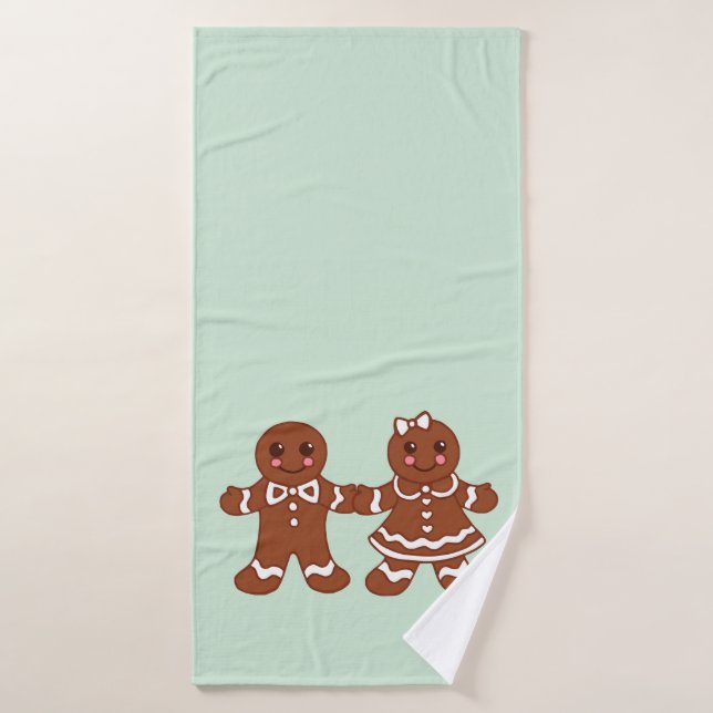 Gingerbread Boy & Girl Bath Towel (Bath Towel)