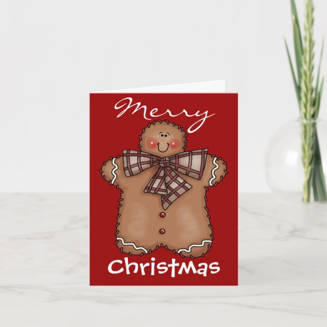 Gingerbread Boy Merry Christmas Card by SRF (Front)