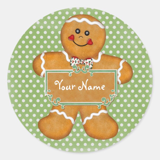 Gingerbread Boy Polka Dot Sticker (Front)