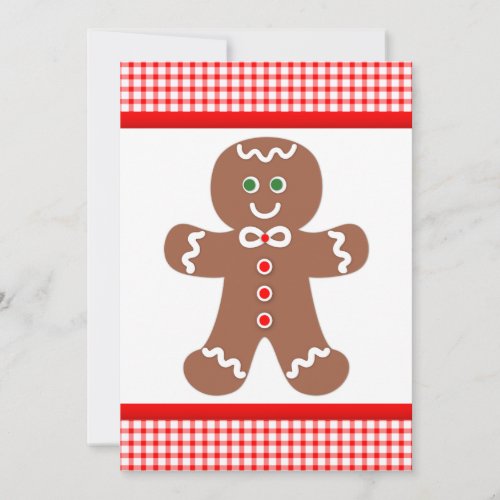 Gingerbread Boy Red Gingham Thank You Card