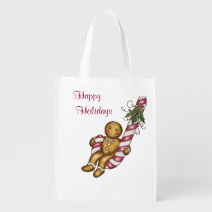 Gingerbread Boy Reusable Grocery Bag