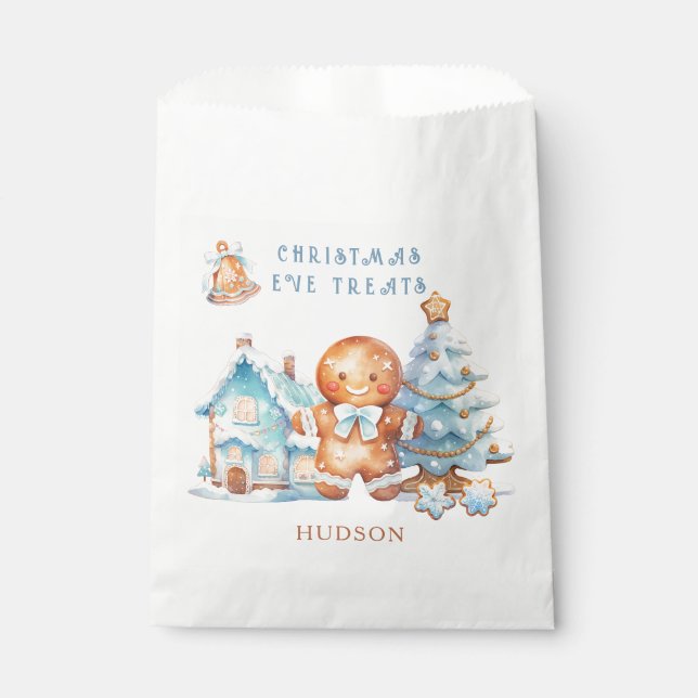 Gingerbread Boy Snowy Tree  Favor Bag (Front)