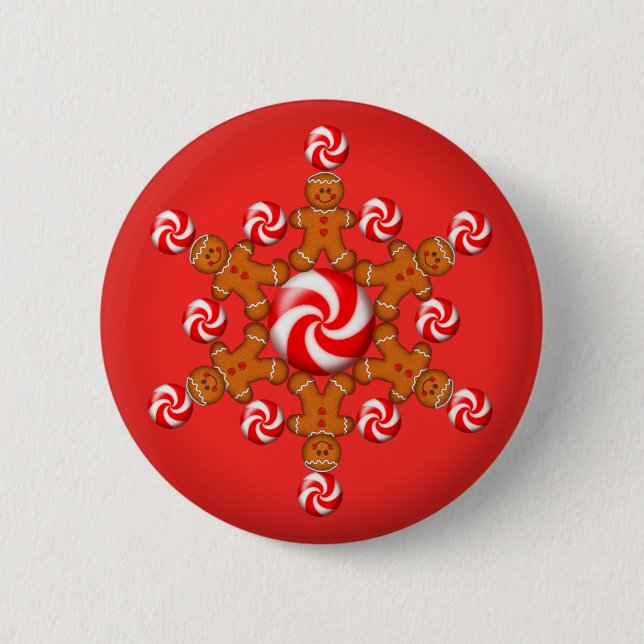 GINGERBREAD BOY STAR by SHARON SHARPE Button (Front)