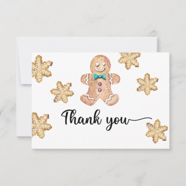 Gingerbread boy thank you card