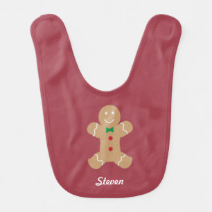 Gingerbread Boy with Custom Name Baby Bib