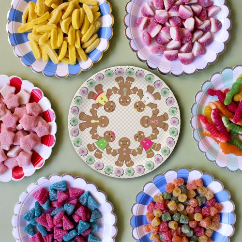 Gingerbread Boys and Girls Checks Paper Plates