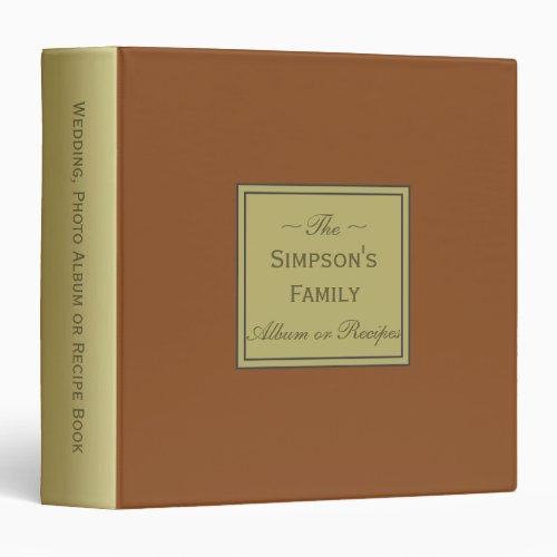 Gingerbread Brown  Gold For Wedding Album Recipes 3 Ring Binder