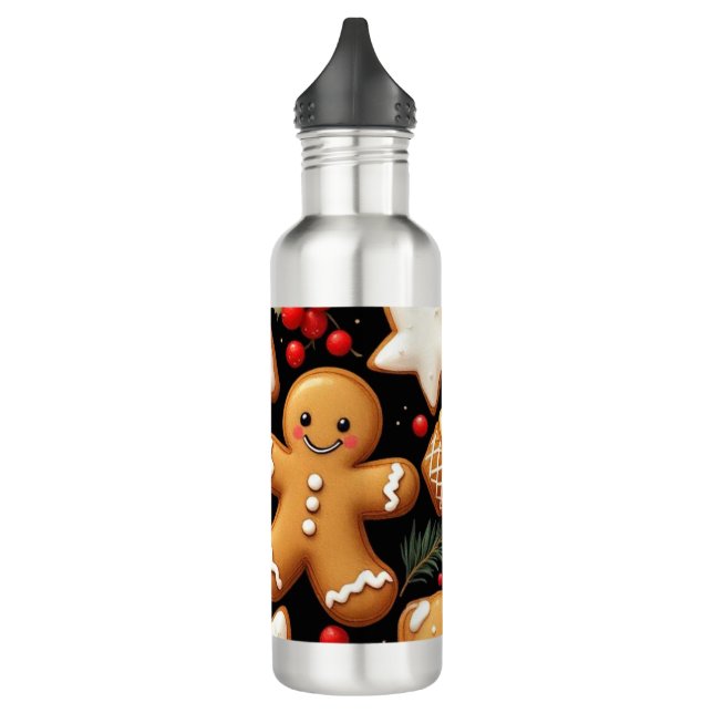 Gingerbread Buddies Stainless Steel Water Bottle (Left)