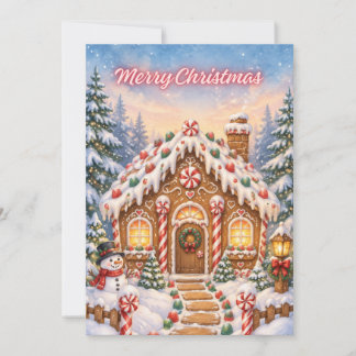 Gingerbread Cabin Christmas Greeting Card