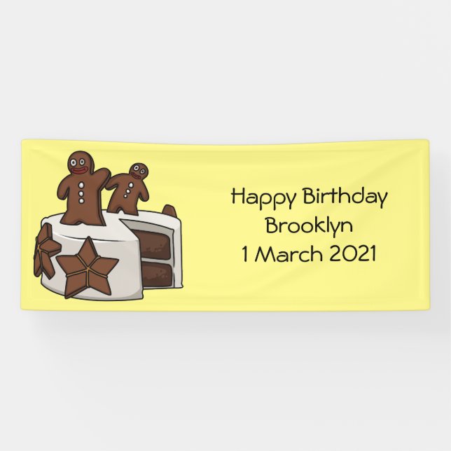 Gingerbread cake cartoon illustration banner (Horizontal)