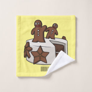 Gingerbread cake cartoon illustration bath towel set
