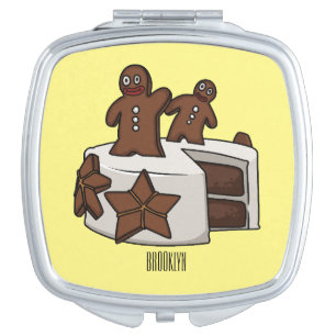Gingerbread cake cartoon illustration compact mirror