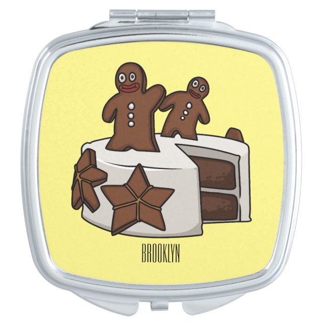 Gingerbread cake cartoon illustration compact mirror (Front)