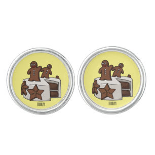 Gingerbread cake cartoon illustration cufflinks