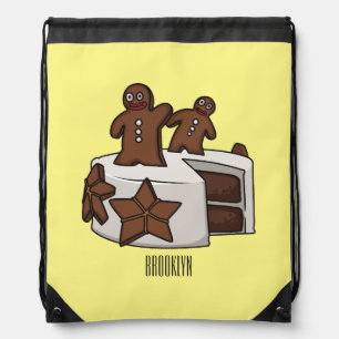 Gingerbread cake cartoon illustration drawstring bag