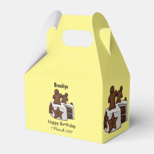 Gingerbread cake cartoon illustration favor boxes