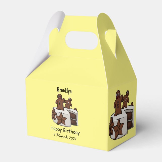 Gingerbread cake cartoon illustration favor boxes (Front Side)