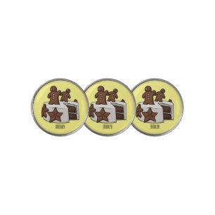 Gingerbread cake cartoon illustration golf ball marker