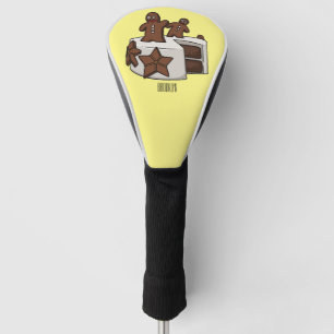 Gingerbread cake cartoon illustration golf head cover