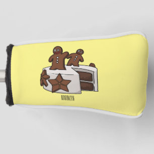 Gingerbread cake cartoon illustration golf head cover