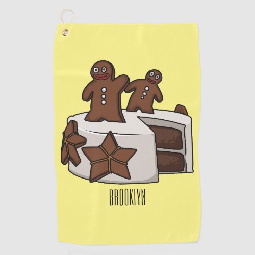 Gingerbread cake cartoon illustration golf towel