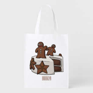 Gingerbread cake cartoon illustration grocery bag